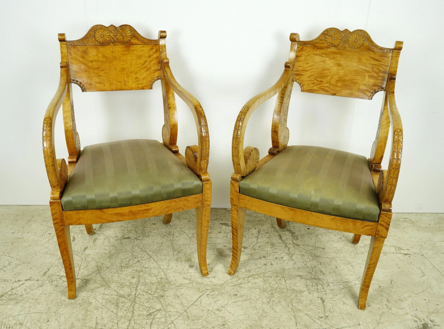 Antique Biedermeier Period Pair Of Maple Chairs 4 Antique Biedermeier Period Pair Of Maple Chairs - Image 2