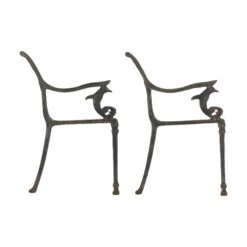 Rare Antique Cast Iron Bench Legs With Dolphin Motif