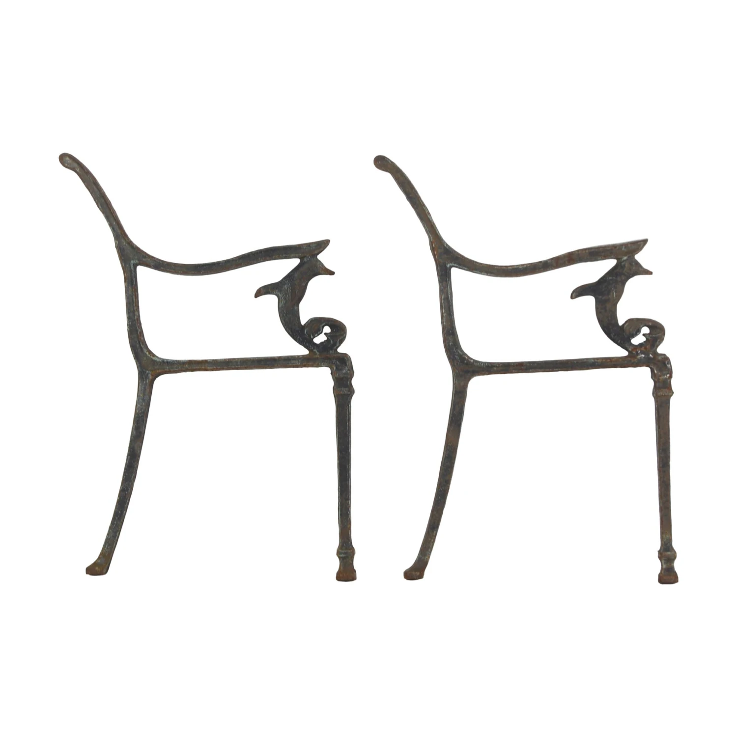 Rare Antique Cast Iron Bench Legs With Dolphin Motif 3 Rare Antique Cast Iron Bench Legs With Dolphin Motif