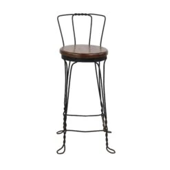 Restored Vintage Wrought Iron Bar Height Chair