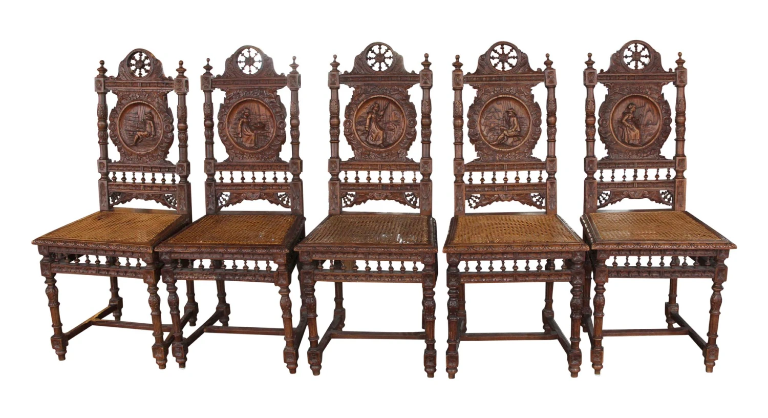 Set Of 6 Antique English Renaissance Carved Wooden Chairs 3 Set Of 6 Antique English Renaissance Carved Wooden Chairs