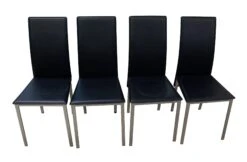 Set Of Four Black Mid Century Aluminum Frame Chairs