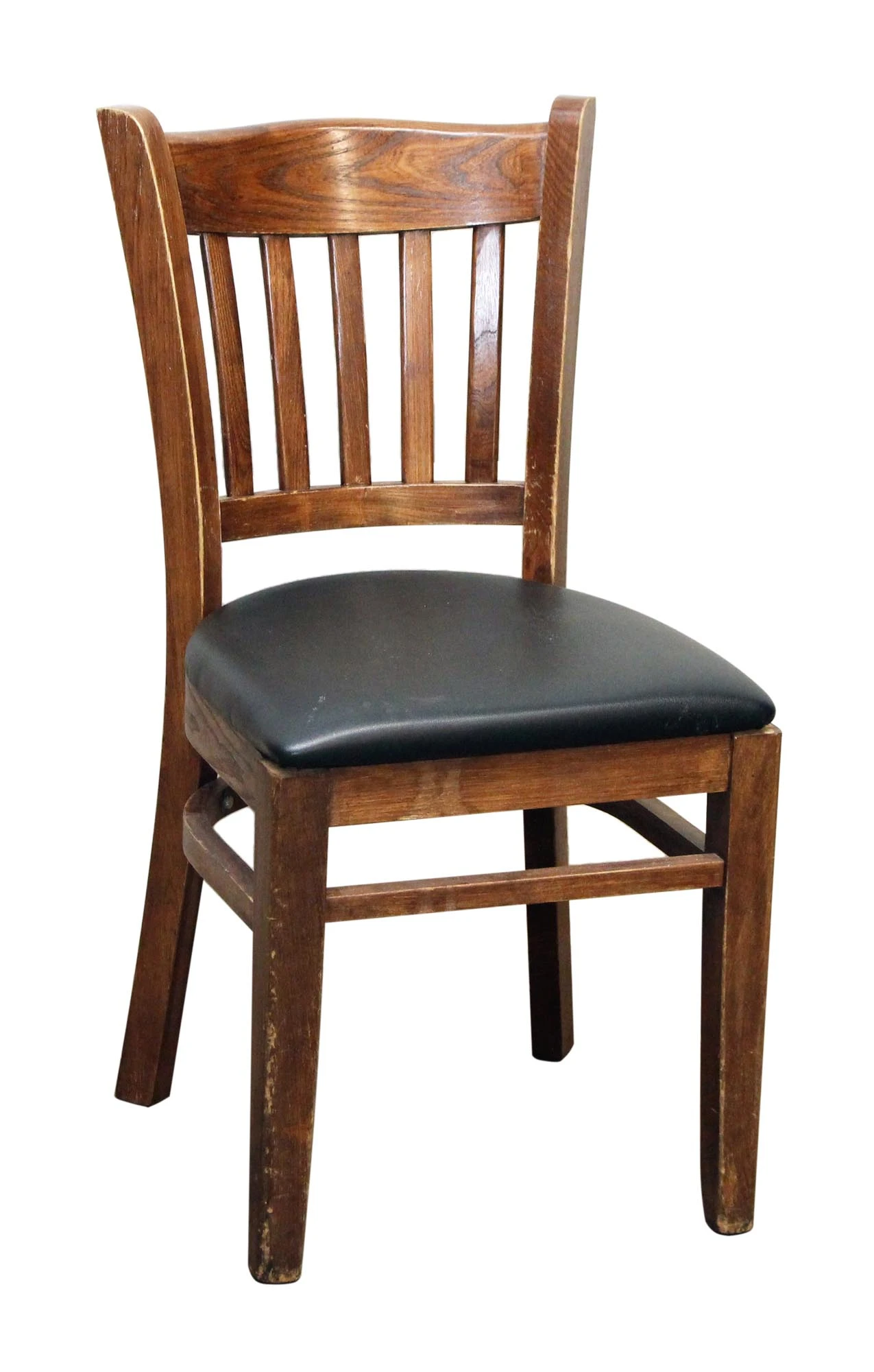 Slatted Back Chairs With Black Vinyl Seat 3 Slatted Back Chairs With Black Vinyl Seat