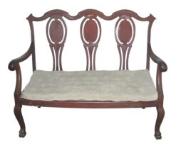 Victorian Three Seat Wooden Bench With Claw Feet