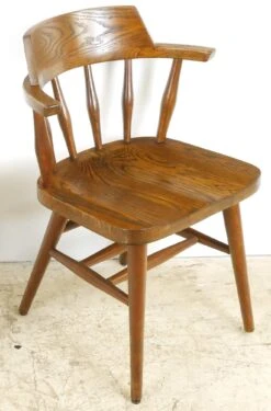 Vintage Dark Tone Buckstaff Oak Captains Arm Chair