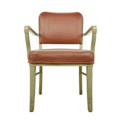 Vintage Red Plastic & Tan Steel Frame Arm Chair