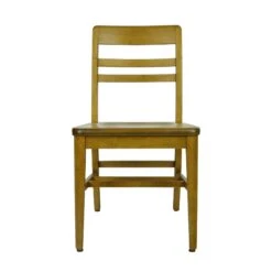 WH Gunlocke Chair Co. Slatted Back Medium Tone Maple Chair