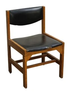 Wood & Black Vinyl Chair