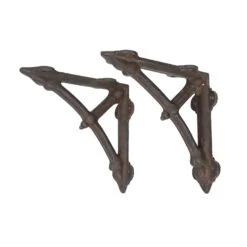 Pair Of Antique 10 In. Black Heavy Cast Iron Shelf Brackets