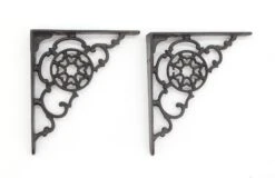 Pair Of Victorian 4.875 In. Cast Iron Black Shelf Brackets