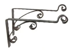 Pair Of Vintage Arts & Crafts Wrought Iron Curls Shelf Brackets
