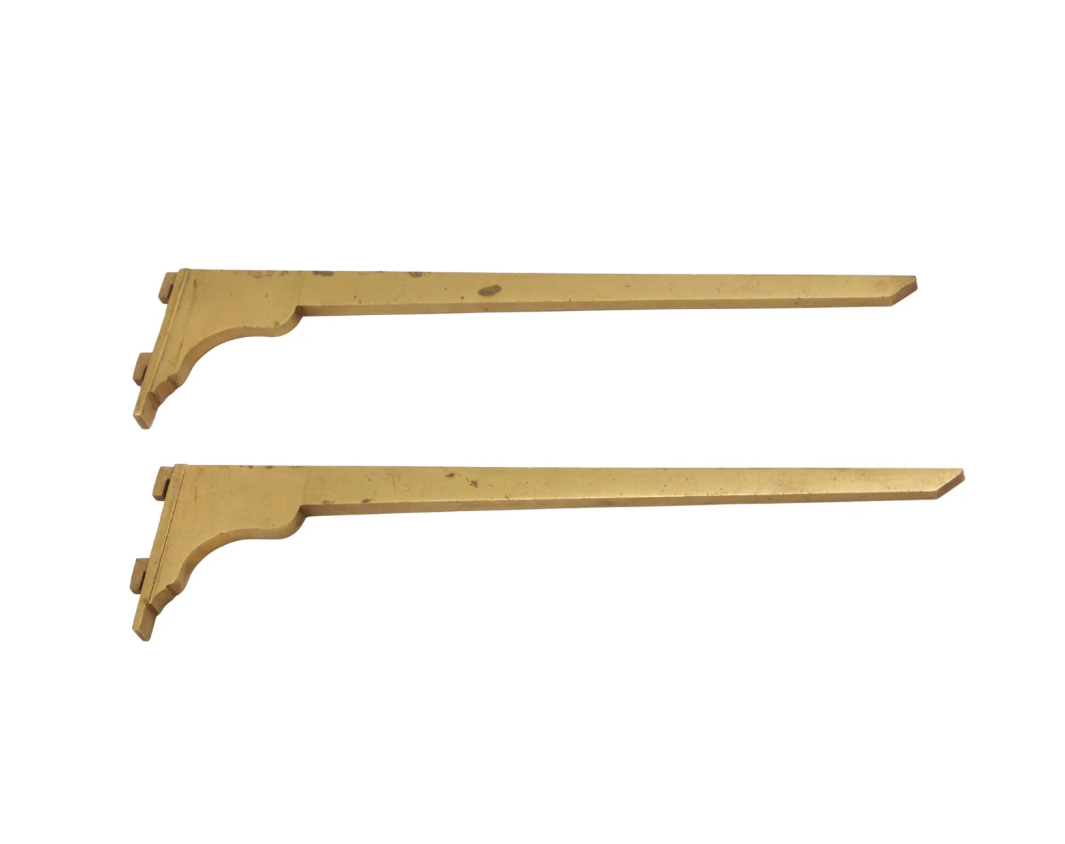 Pair Of Vintage Brass Slotted Back Shelf Brackets 3 Pair Of Vintage Brass Slotted Back Shelf Brackets