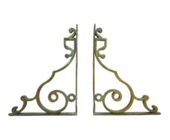 Pair Of Vintage Bronze Curled Shelf Brackets