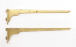 Pair Of Vintage Brass Slotted Back Shelf Brackets 9 Pair Of Vintage Brass Slotted Back Shelf Brackets -OGT Sale Store shelf sign brackets q284406