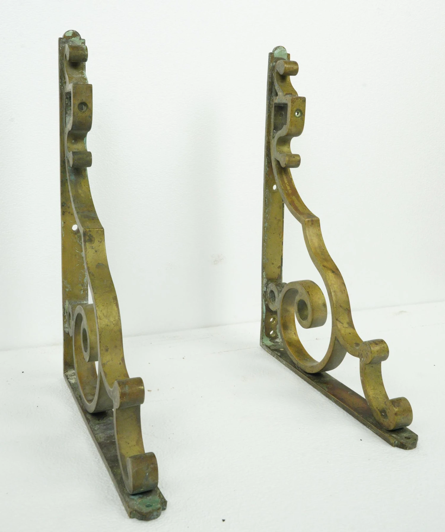 Pair Of Vintage Bronze Curled Shelf Brackets 4 Pair Of Vintage Bronze Curled Shelf Brackets - Image 2