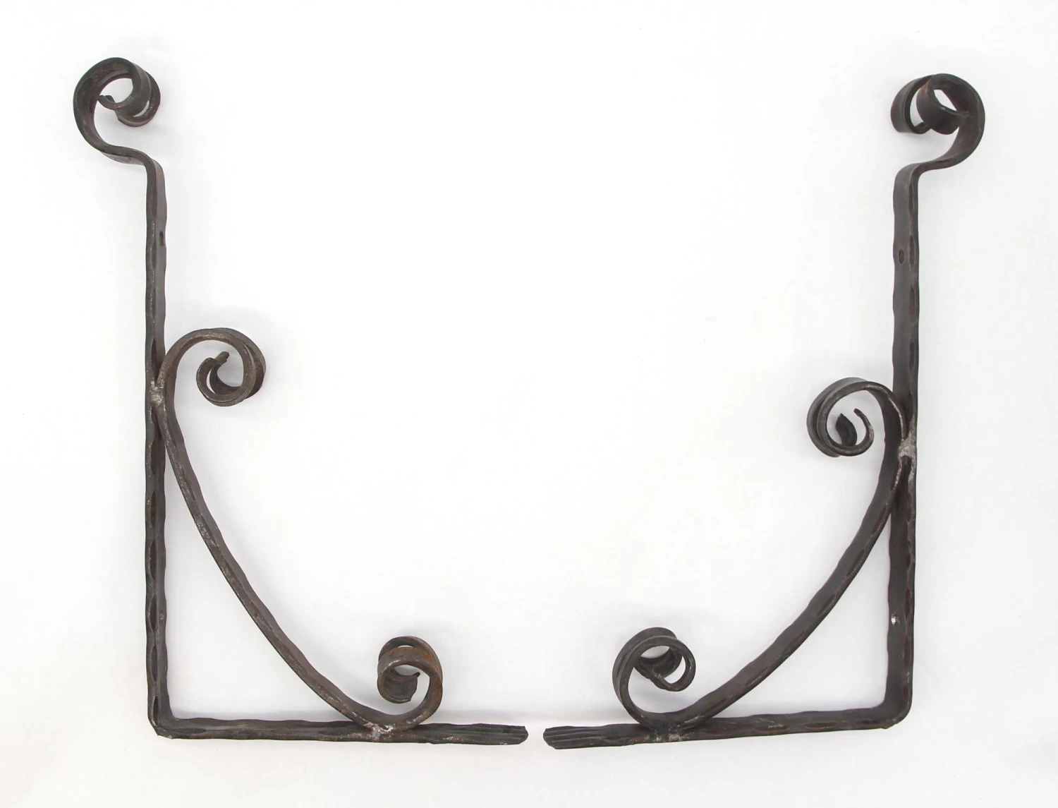 Pair Of Vintage Arts & Crafts Wrought Iron Curls Shelf Brackets 4 Pair Of Vintage Arts & Crafts Wrought Iron Curls Shelf Brackets - Image 2