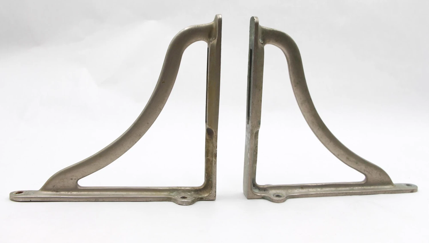 Pair Of Waldorf Astoria Nickeled Brass Shelf Brackets 4 Pair Of Waldorf Astoria Nickeled Brass Shelf Brackets - Image 2