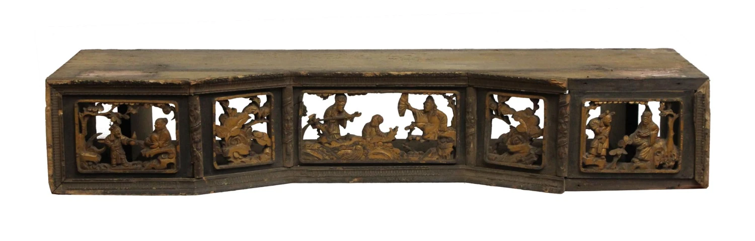 Carved Figural Asian Wood Cutouts 4 Carved Figural Asian Wood Cutouts - Image 2