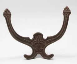 Cast Iron Antique Ornate Double Arm Wall Hall Tree Hook