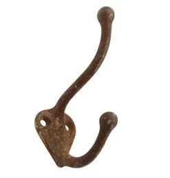 Cast Iron Double Arm Wall Hook With Rusted Patina