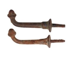 Pair Of Antique Cast Iron Single Arm Screw Back Acorn Wall Hooks