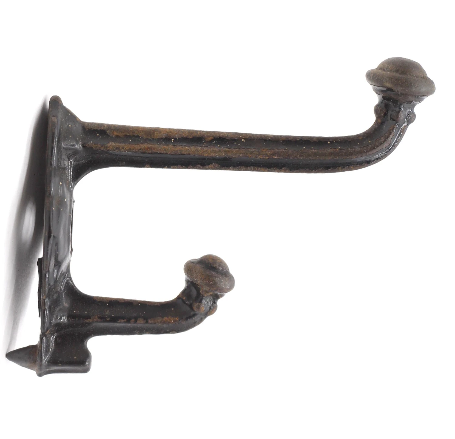 Black Cast Iron Antique 2 Arm Wall Hook 4 Black Cast Iron Antique 2 Arm Wall Hook - Image 2