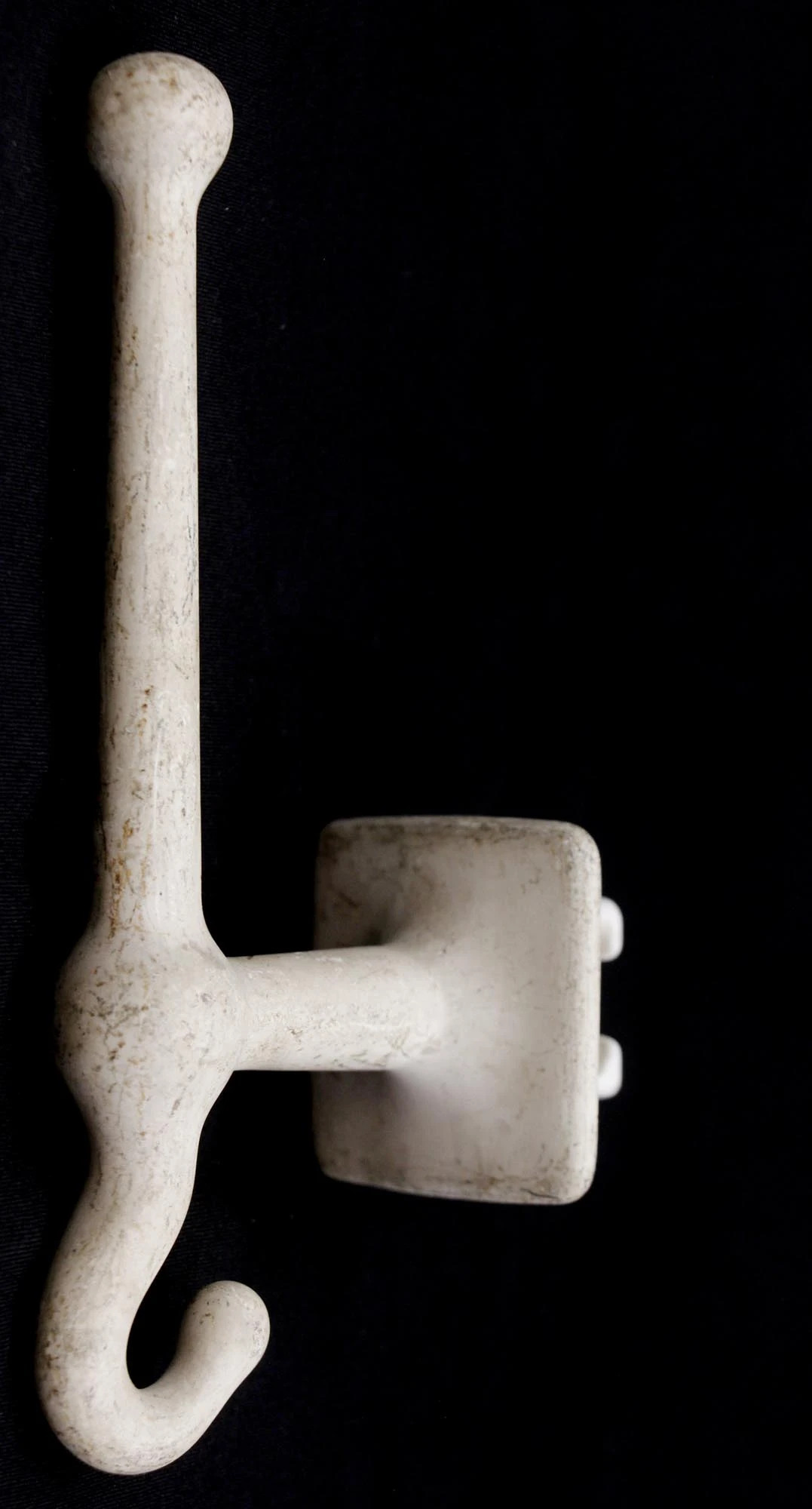 Vintage Cast Iron White Painted Flush Mount Wall Hook 4 Vintage Cast Iron White Painted Flush Mount Wall Hook - Image 2