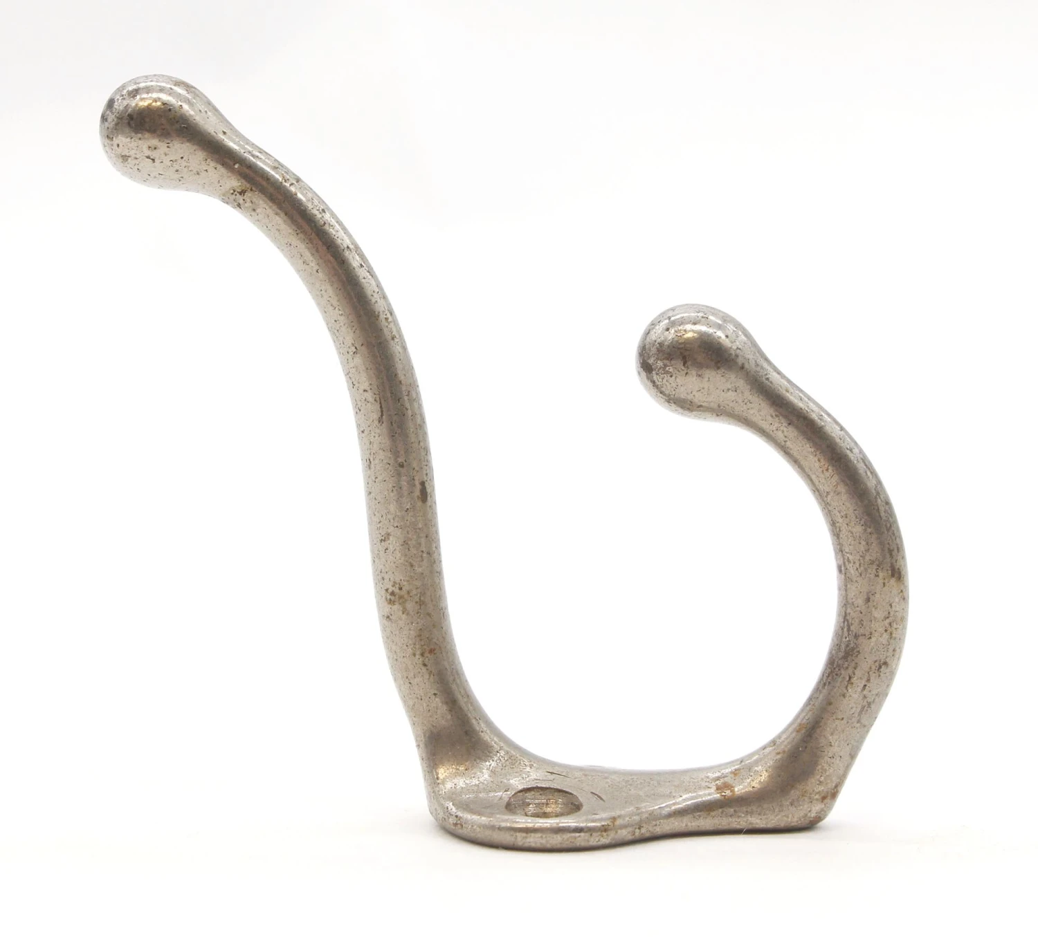 Vintage Nickel Plated Steel Double Arm Wall Hook 4 Vintage Nickel Plated Steel Double Arm Wall Hook - Image 2