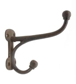 Reclaimed 6 In. Deep Black Cast Iron Double Arm Wall Hook