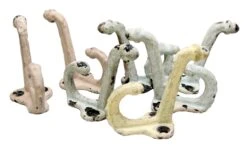 Set Of Seven Distressed Painted Pastel Hooks