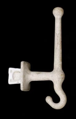 Vintage Cast Iron White Painted Flush Mount Wall Hook