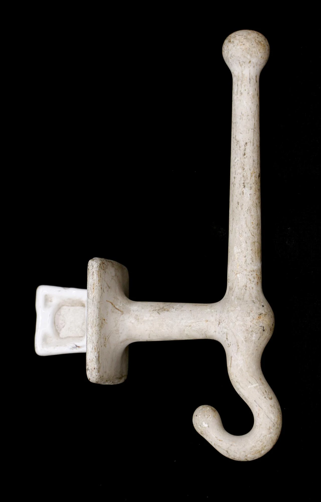 Vintage Cast Iron White Painted Flush Mount Wall Hook 3 Vintage Cast Iron White Painted Flush Mount Wall Hook