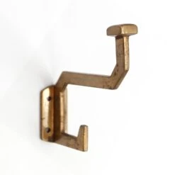Vintage European Art Deco Warm Brass Wall Hook