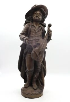 19th Century Violin Player In Bronze By Adolph Maubach