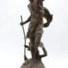 Bronze C.H Levy Hunter Man Sculpture With Wooden Base