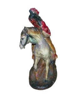Vintage Indian Riding Horse Ceramic Statue -OGT Sale Store statues sculptures l211815