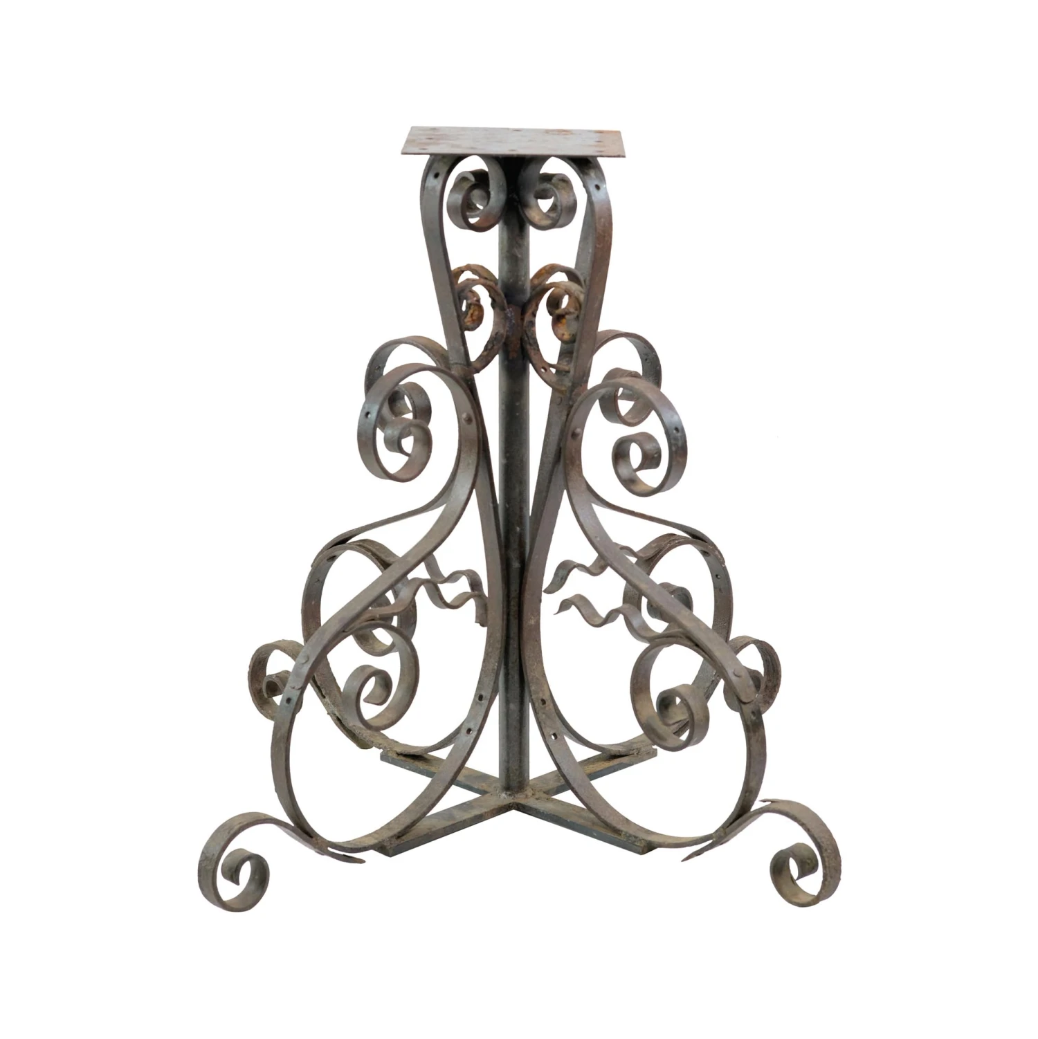 Antique 28.5 In. Wrought Iron Spiral Table Base 3 Antique 28.5 In. Wrought Iron Spiral Table Base