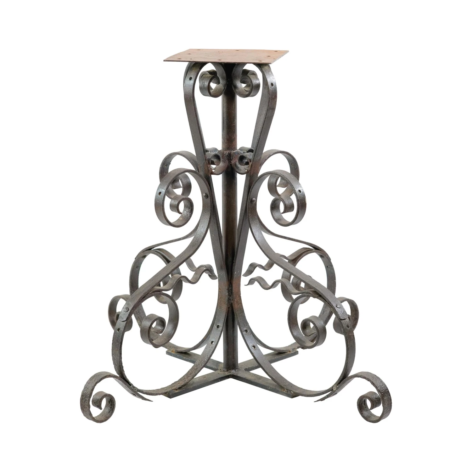 Antique Wrought Iron Curled 28.5 In. Table Base 3 Antique Wrought Iron Curled 28.5 In. Table Base