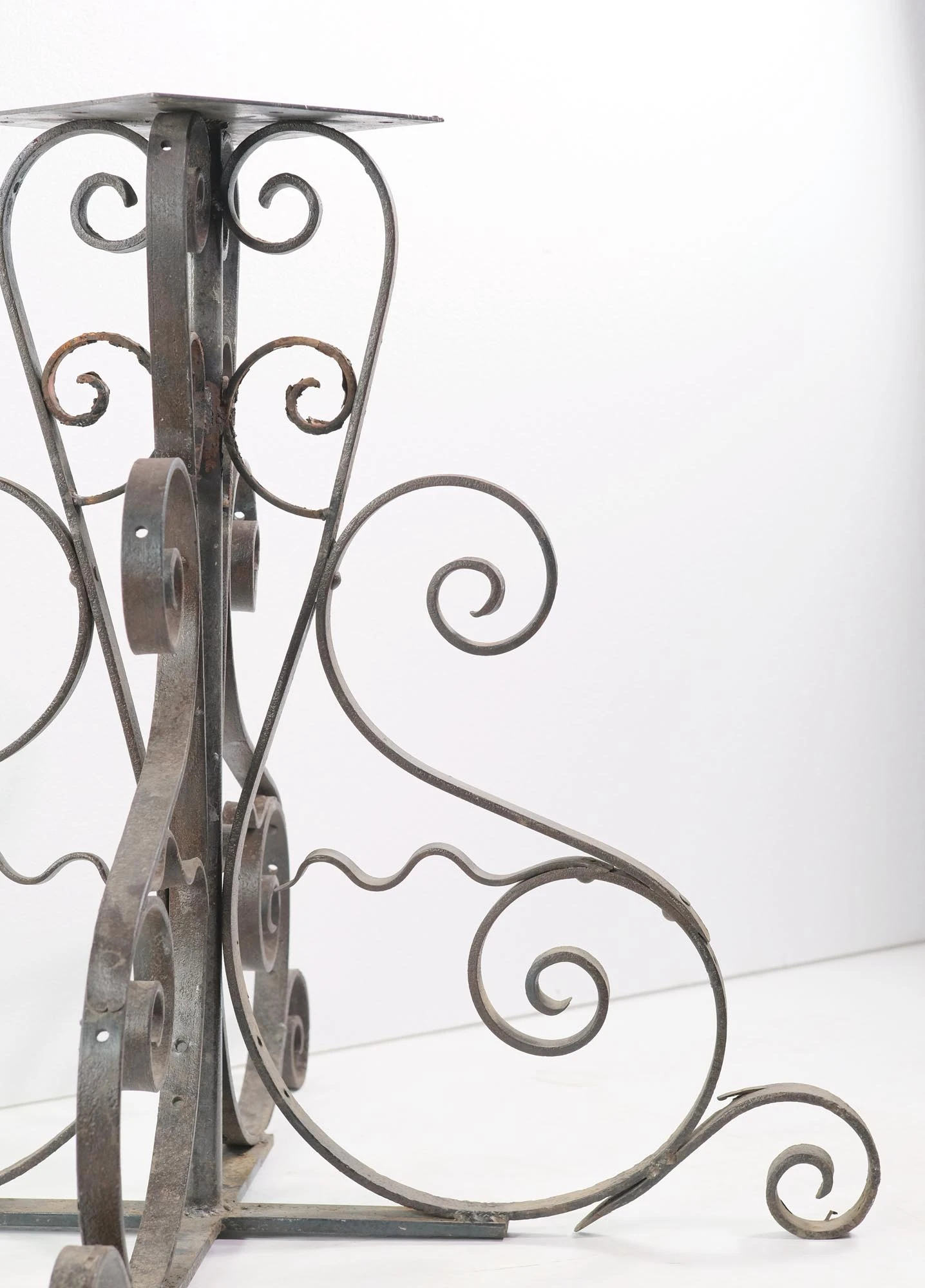 Antique 28.5 In. Wrought Iron Spiral Table Base 4 Antique 28.5 In. Wrought Iron Spiral Table Base - Image 2