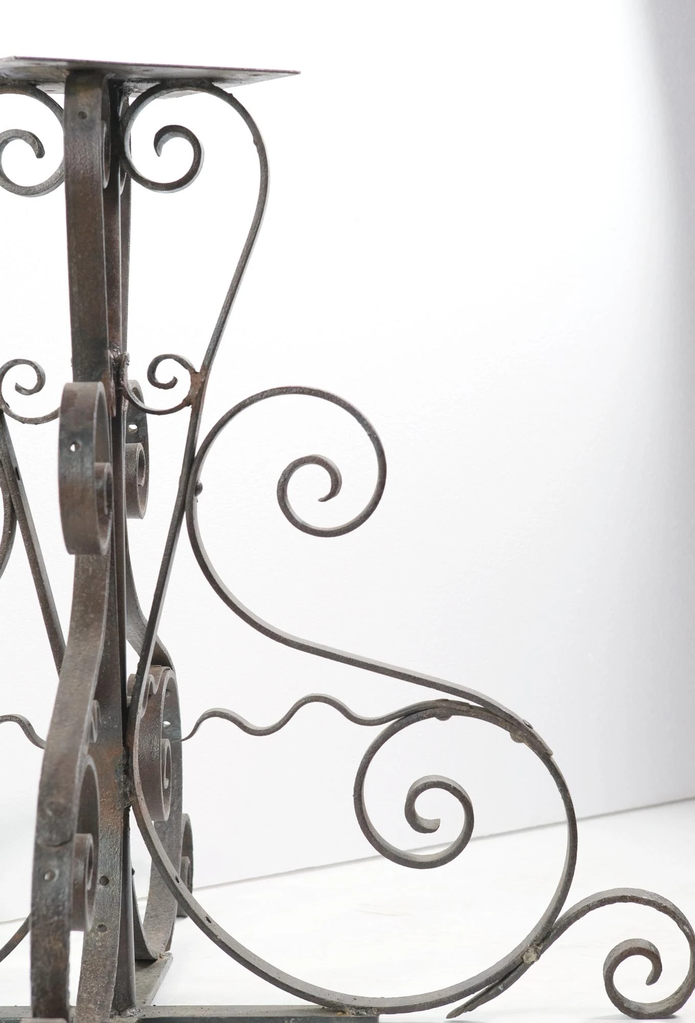 Antique Wrought Iron Curled 28.5 In. Table Base 4 Antique Wrought Iron Curled 28.5 In. Table Base - Image 2