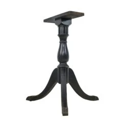 Reclaimed 31 In. Black Wooden Steel Capped Feet Table Base