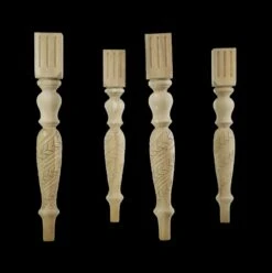 Set Of 4 Small Machine Carved Wooden Table Legs