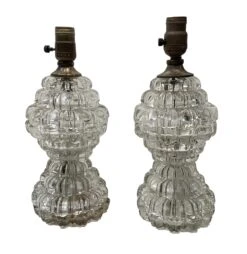1930s Victorian Petite Fluted Glass Vanity Table Lamps