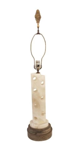 Alabaster Table Lamp With Cut Out Holes