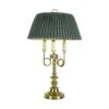 Brass Plated Steel Lamp With Green Pleated Shade 2 Brass Plated Steel Lamp With Green Pleated Shade -OGT Sale Store table lamps brass plated steel lamp with green pleated shade q280560