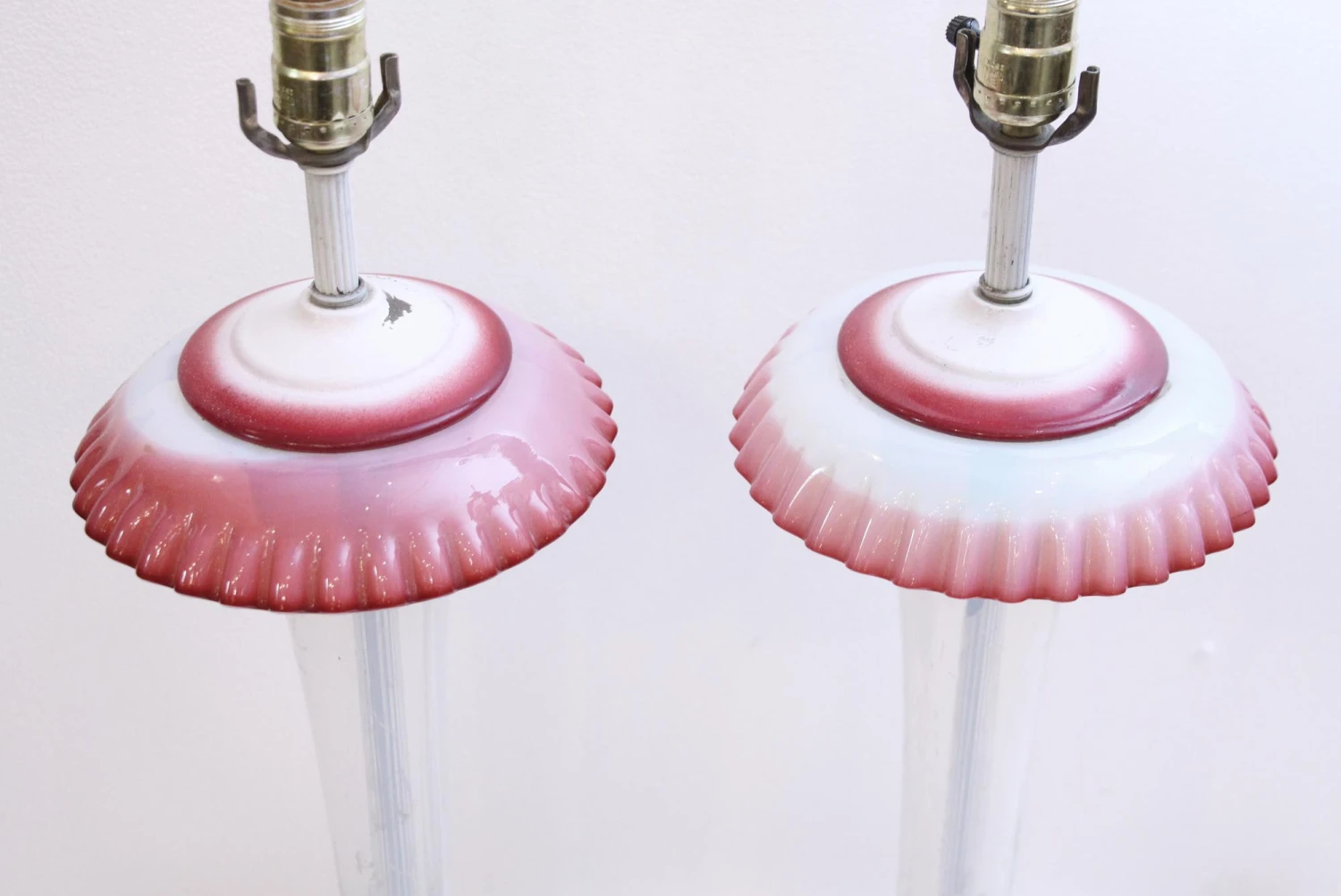 Pair Of Pink And White Murano Glass Table Lamps 4 Pair Of Pink And White Murano Glass Table Lamps - Image 2