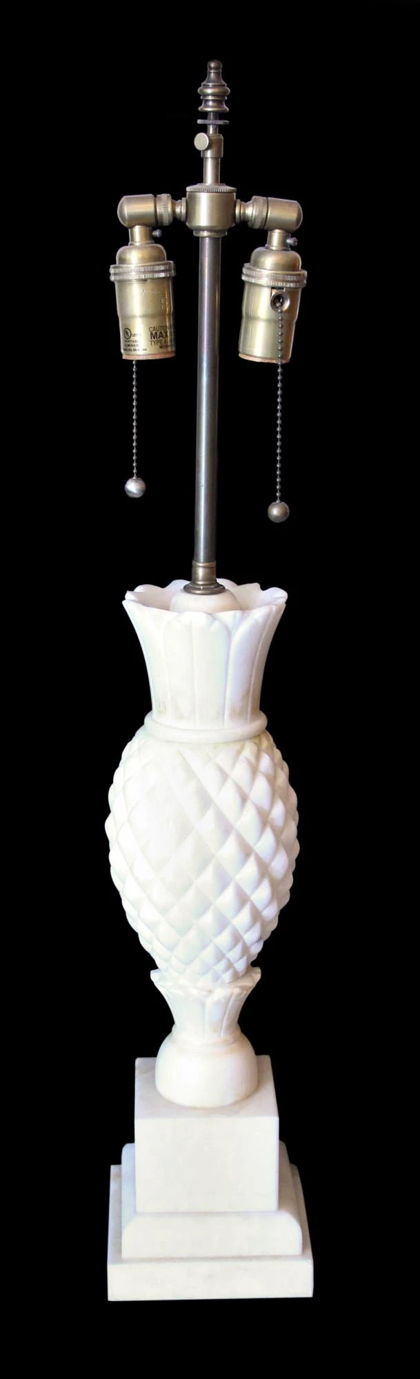 White Pineapple Art Deco 2 Bulb Table Lamp 4 White Pineapple Art Deco 2 Bulb Table Lamp - Image 2