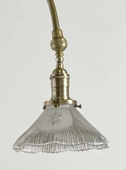 1920s Etched Prism Glass Shade & Brass Gooseneck Desk Lamp 7 1920s Etched Prism Glass Shade & Brass Gooseneck Desk Lamp -OGT Sale Store table lamps for sale p260186