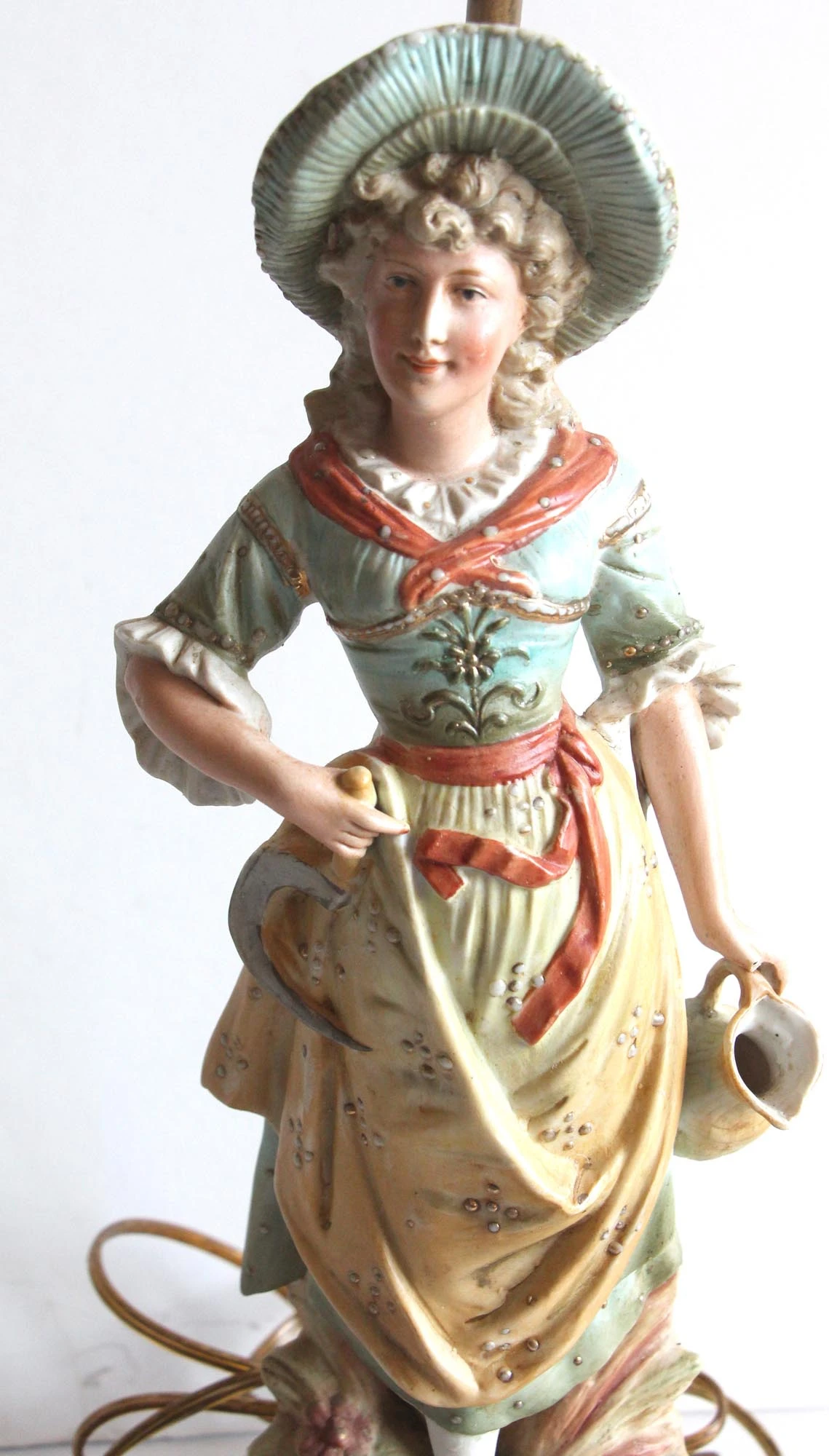 Pair Of Victorian Ceramic & Brass Figural Table Lamps 5 Pair Of Victorian Ceramic & Brass Figural Table Lamps - Image 3