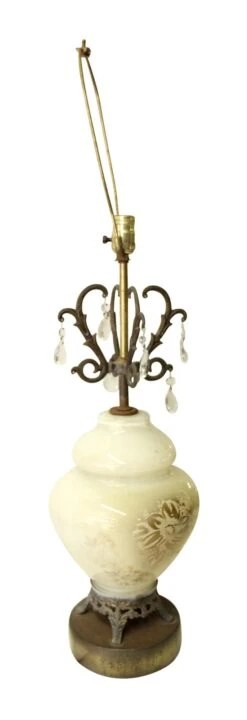 Vintage White Floral Crystal & Glass Table Lamp 13 Vintage White Floral Crystal & Glass Table Lamp -OGT Sale Store table lamps m224019
